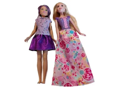 Mattel Barbie Puppen 2er Set Mädchen Ankleidepuppen Lila Rosa