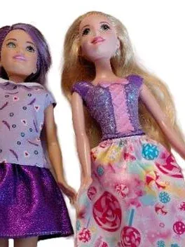 Mattel Barbie Puppen 2er Set Mädchen Ankleidepuppen Lila Rosa