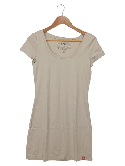 EDC Damen T-Shirt Basic Beige Gr. 34/XS Baumwolle Kurzarm