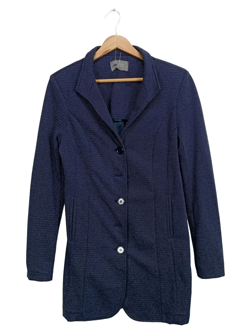 AUST Damen Sweatjacke Blazer Gr. 36 Blau Gepunktet Baumwolle 1