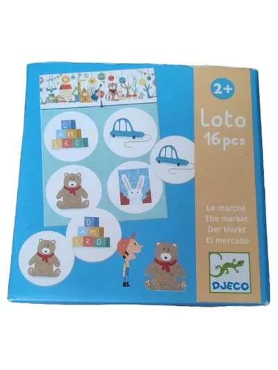 Djeco Loto Spiel Lernspiel Kinder Bär Blau 16 Teile Vorschule ab 2 Jahre
