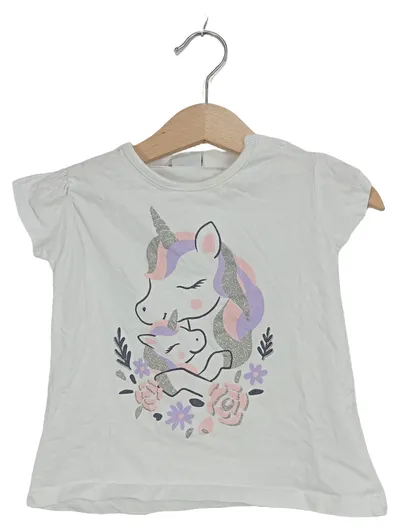 ORSOLINO Kinder T-Shirt Einhorn Motiv Glitzer Gr. 86 Weiß Mädchen