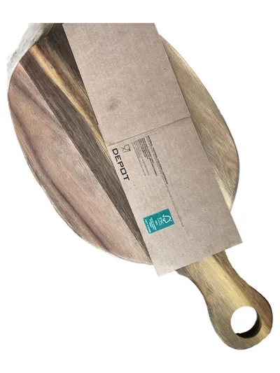 DEPOT Servierbrett Holz Käseplatte mit Käsemesser Natur Braun