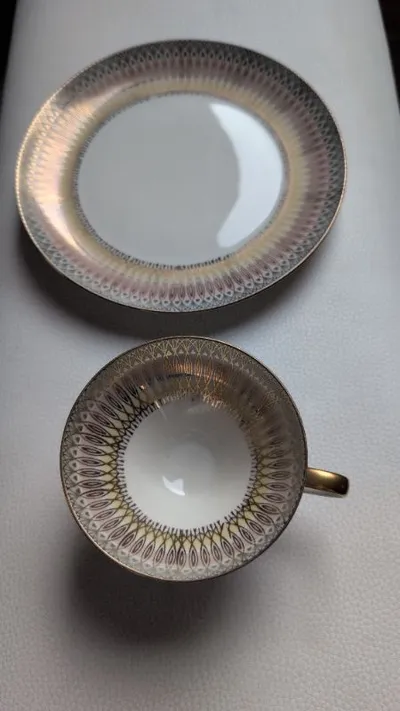 Seltmann Weiden Kaffeetasse mit Untertasse Gold Porzellan Bavaria Elegant