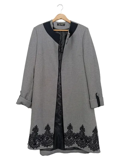 Alvina Damen Klassischer Mantel Gr. 42 Schwarz Business Spitze