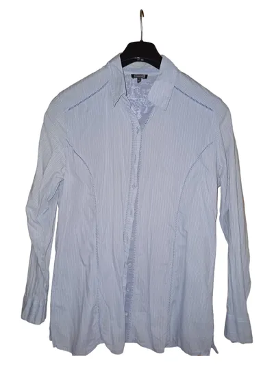 Kenny S. Damen Bluse Hemd Gr. 38/M Blau Gestreift Casual Langarm