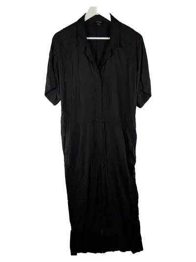 Monki Damen Hemdblusenkleid Jumpsuit Schwarz Viskose Gr. M