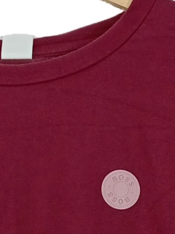 HUGO BOSS Damen Langarmshirt Gr. S Bordeaux Rot Logo Casual 2