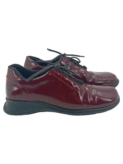 Double You Damen Schnürschuhe Rot Gr. 37 Casual Lack-Optik