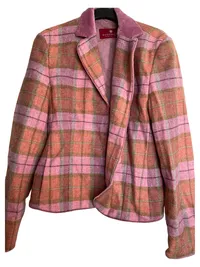 DinoModa Damen Trachtenjacke Gr. 36;S Rosa Kariert Klassisch Wolle 1