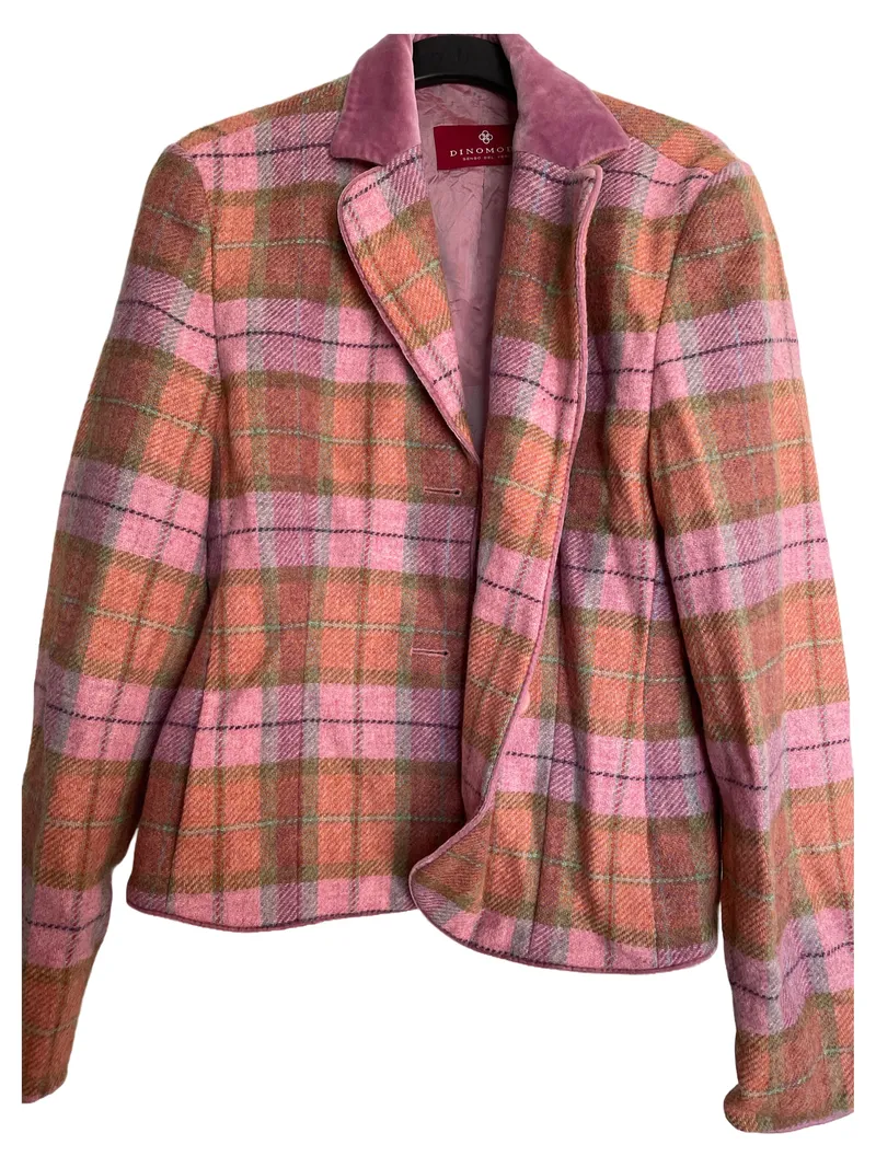 DinoModa Damen Trachtenjacke Gr. 36;S Rosa Kariert Klassisch Wolle 1