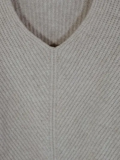 Street One Damen Pullover Rippstrick V-Ausschnitt Beige Gr. 38/M