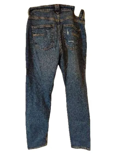 ZARA Destroyed Jeans Damen Gr. 34 Blau Ripped Denim Casual