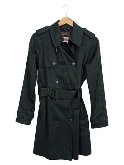Ben Sherman Damen Trenchcoat Mantel Schwarz Gr. S Baumwolle Klassisch