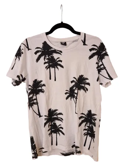 FSBN Herren T-Shirt Palmenmuster Weiß Gr. 46/S Casual