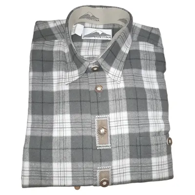 Cortina Herren Freizeithemd Kariert Grau Baumwolle Gr. 50/L Casual