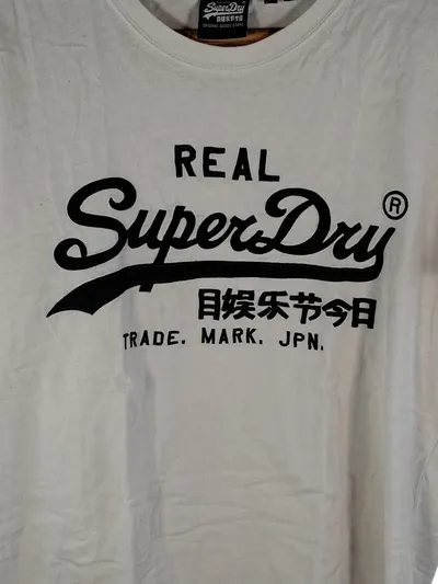 Superdry Herren T-Shirt Logo Print Weiß L Baumwolle Casual Freizeit