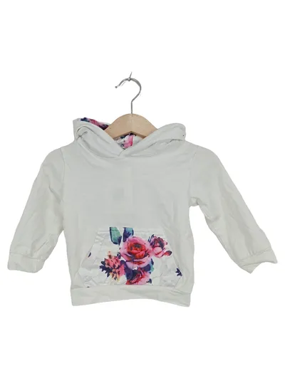 TALENTBABY Kinder Hoodie Kapuzenpullover Blumenmuster Gr. 86 Weiß