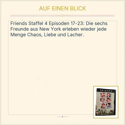 Friends Staffel 4 Episoden 17-23 DVD Jennifer Aniston Matthew Perry Courteney