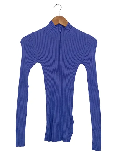 ARMEDANGELS Damen Pullover Rippstrick Blau XS Langarm Reißverschluss