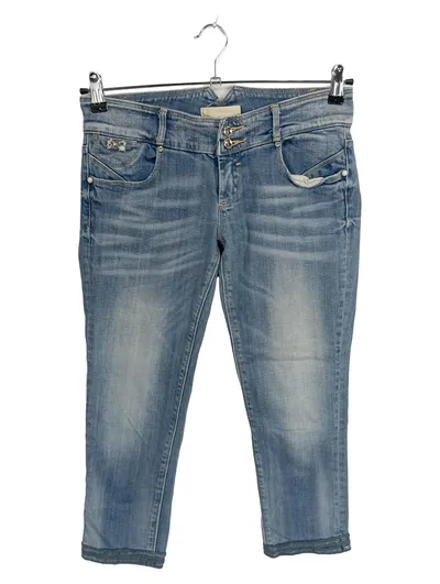 Fracomina Damen Jeans Slim Fit W28 L24 Blau Stretch Capri Hose