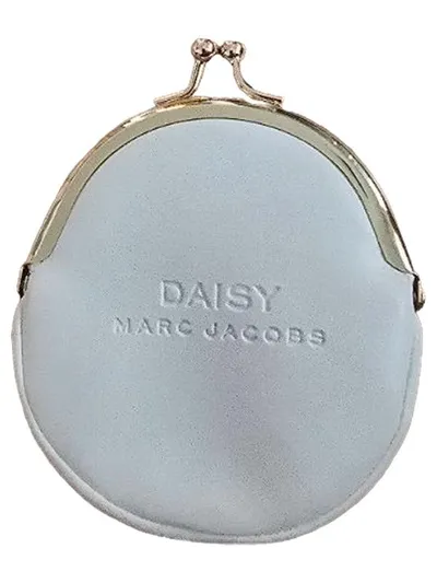 Marc Jacobs Daisy Geldbörse Münzbörse Stoff Logo Print Weiß Damen 11cm