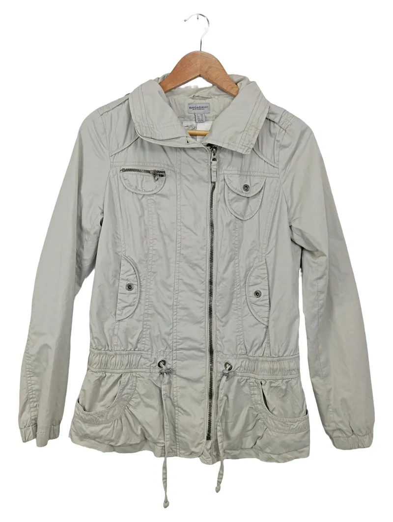 Broadway NYC Fashion Damen Leichte Jacke Gr. 38/M Beige Baumwolle Casual 1