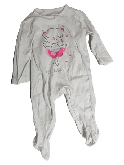 Cool Club Baby Strampler Schlafanzug Katze Ballerina Gr. 68 Weiß Rosa