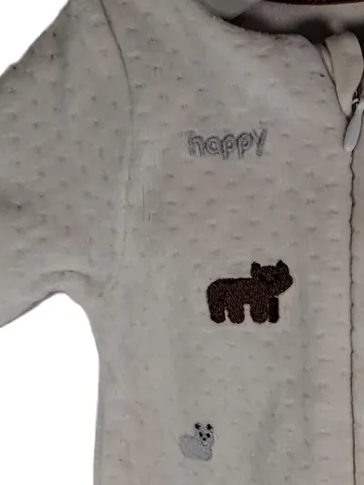 Obaïbi Baby Strampler Schlafanzug Gr. 50 Weiß Tiermotive Baumwolle