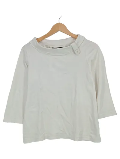 OneTouch Damen Shirt 3/4-Arm Weiß Stehkragen Knopf Gr. 38 M Baumwolle