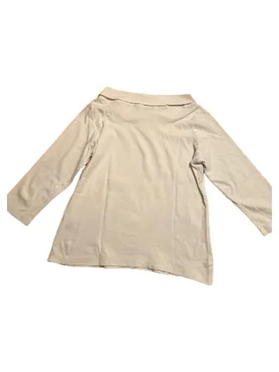 OneTouch Damen Shirt 3/4-Arm Weiß Stehkragen Knopf Gr. 38 M Baumwolle