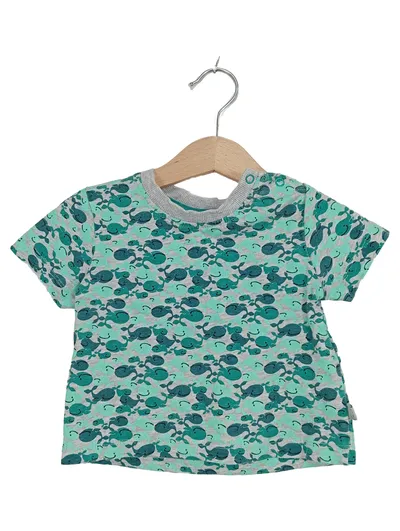 LIEGELIND Baby T-Shirt Gr. 74 Wal-Muster Türkis Kurzarm
