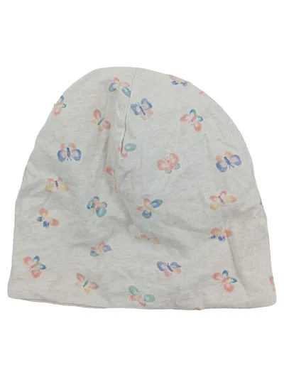 YIGGA Kinder Mütze Beanie Gr. 54/56 Grau Schmetterling Baumwolle