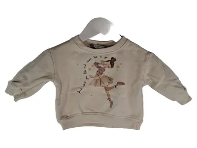 Zara Baby Mädchen Sweatshirt Ballerina Print Gr. 68 Beige