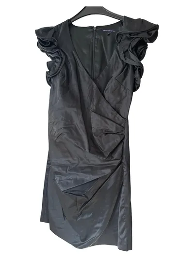 French Connection Cocktailkleid Damen Gr. 40/L Schwarz Elegant Rüschen