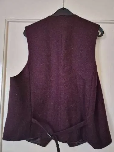 Harris Tweed Herren Anzugweste Tweed Weste Revers Gr. 54 Bordeaux Wolle