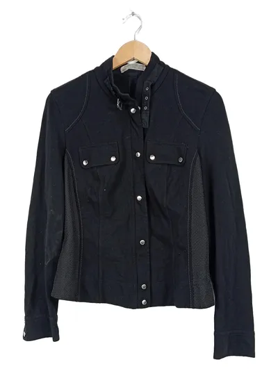 Marc Cain Leichte Jacke Damen Viskose Schwarz Gr. 40/L Knopfleiste Nieten