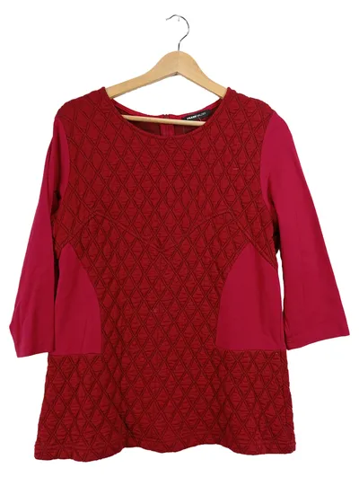 FRANK WALDER Damen Pullover Shirt Gr. 42 Rot Strukturmuster Elegant