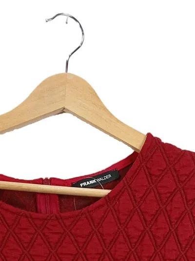 FRANK WALDER Damen Pullover Shirt Gr. 42 Rot Strukturmuster Elegant