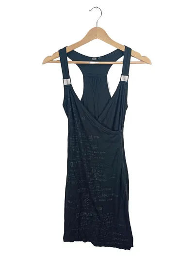 GUESS Damen Trägerkleid Schwarz Gr. XS Schriftzug Print Racerback