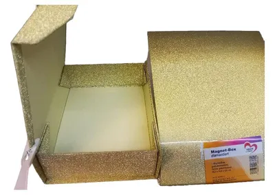 Ideen mit Herz Magnet-Box diamantiert Gold Glitzer 19,5x14,6x5,6 cm
