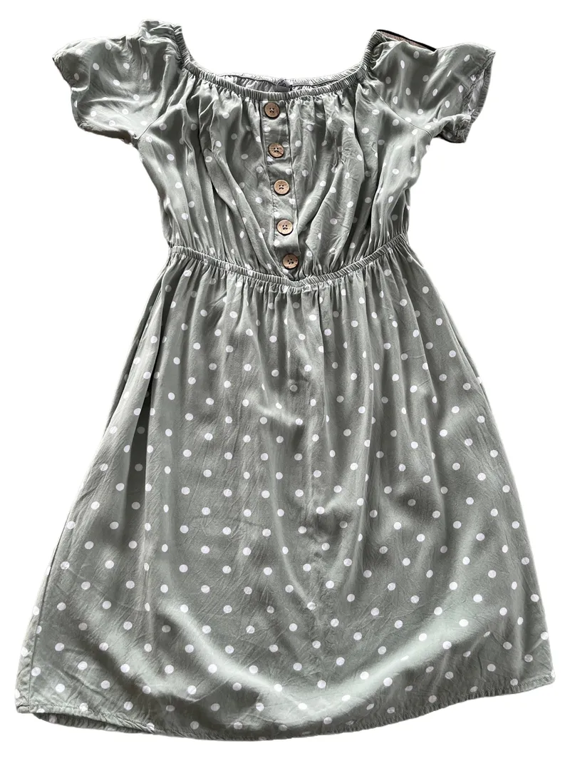 Sublevel Damen Sommerkleid Grün Punkte Gr. S Casual Feminin 1