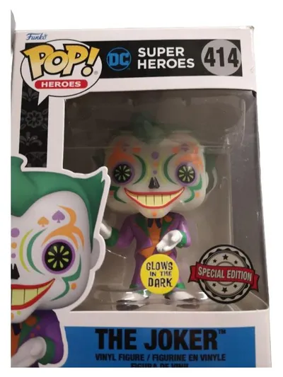 Funko Pop! DC Joker #414 Dia de los Muertos Glow in Dark Sammlerstück 10cm