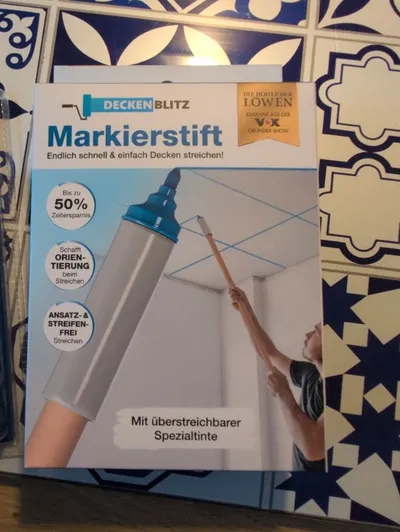 DECKENBLITZ Markierstift Leuchtmarker überstreichbar für Deckenanstrich