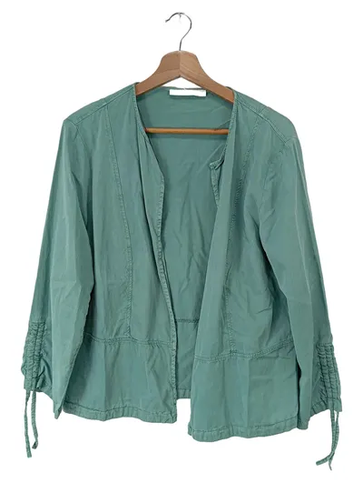 Betty & Co Damen Leichte Jacke Gr. 42 Türkis Lyocell Baumwolle