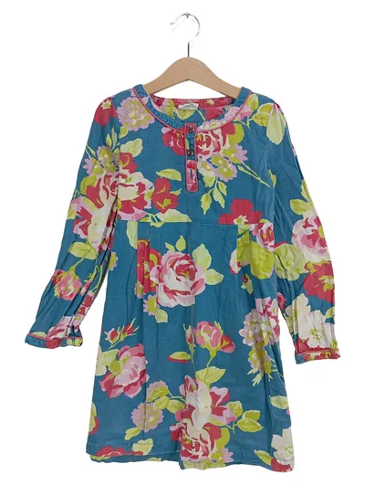 Mini Boden Kleid Mädchen Gr. 128 Blumenmuster Blau Rosa Langarm