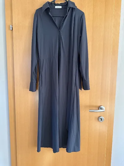 Jane Lushka Blusenkleid Damen XS/34 Grau Langarm Hemdkleid Elegant