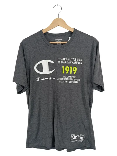 Champion Herren T-Shirt 1919 Logo Print Grau Gr. L Sportlich