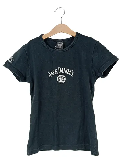 Jack Daniel's Damen T-Shirt Schwarz Gr. 38/M Casual Logo Print