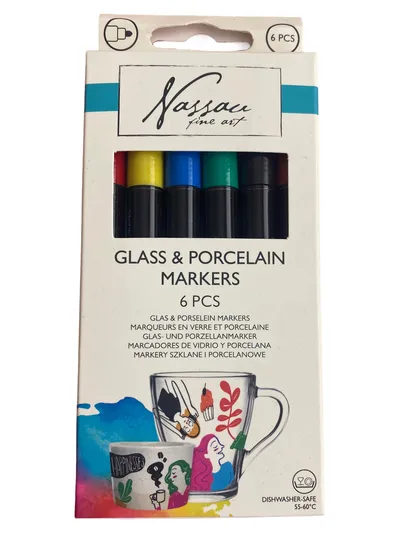 Nassau Fine Art Glas & Porzellan Marker Set 6 Stück Spülmaschinenfest